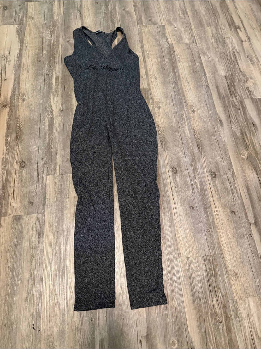Sleeveless Dark Gray Heather Jumpsuit with Racerback